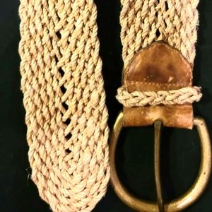 MADE IN TURKEY 1 of a Kind  Vintage Braided Hemp Rope Belt Brass Buckle P/S